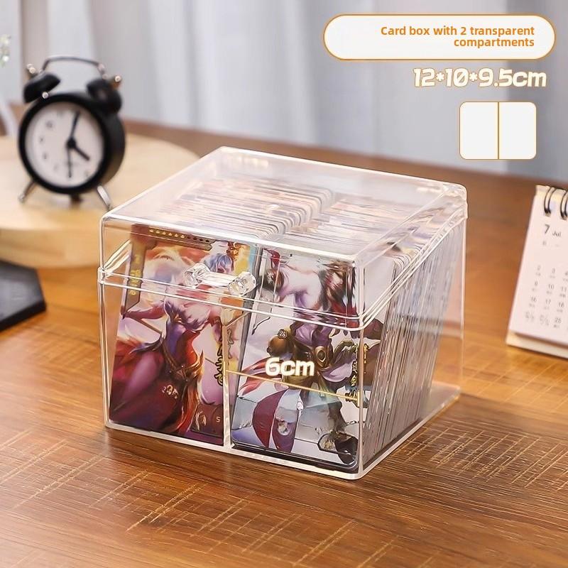 1pc Card Storage Box Acrylic Transparent Case for Blind Box Cards Compartment Flip Cover Organizer for Business Cards