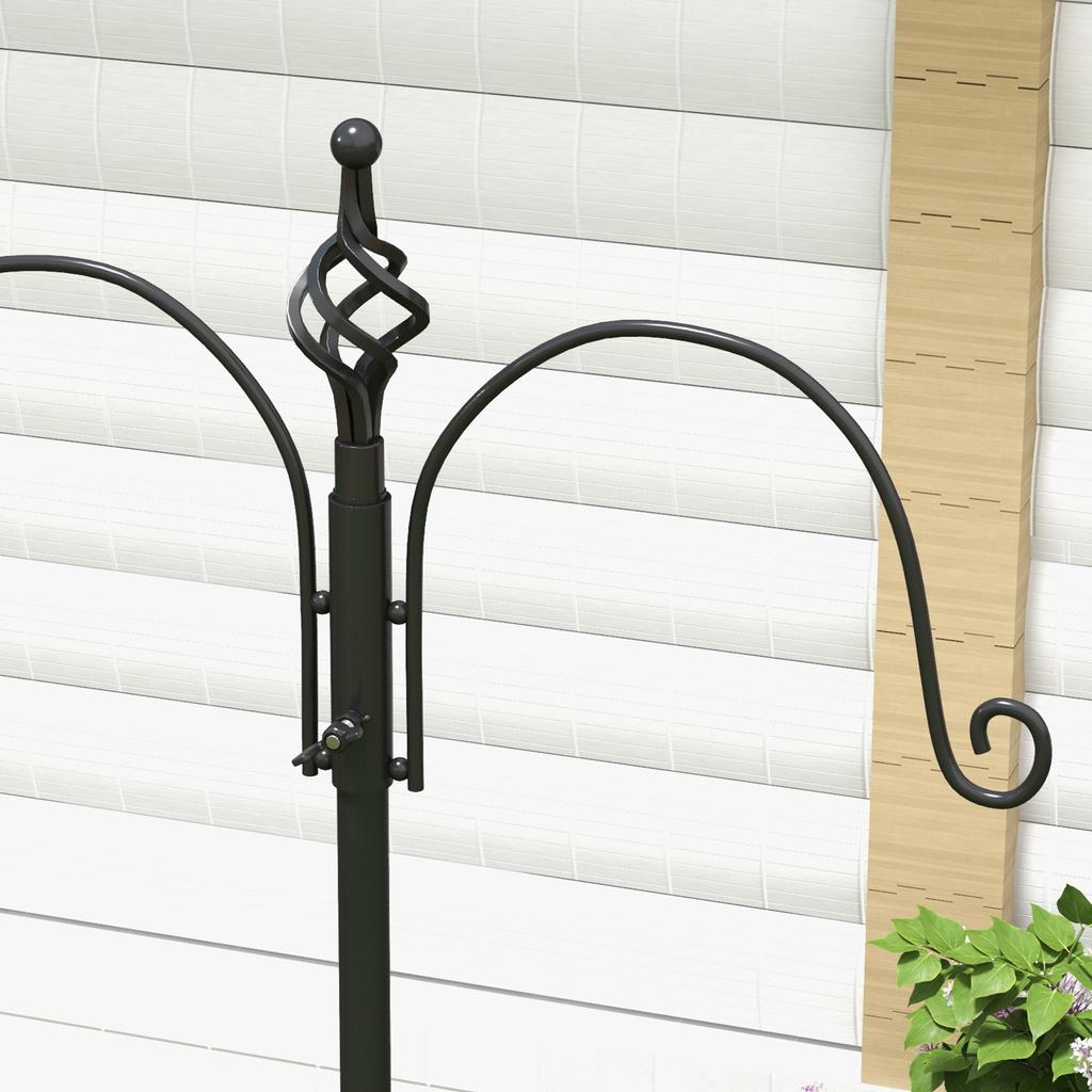 Bird Feeder Station Outdoor Bird Feeder 4 Hooks Steel Black
