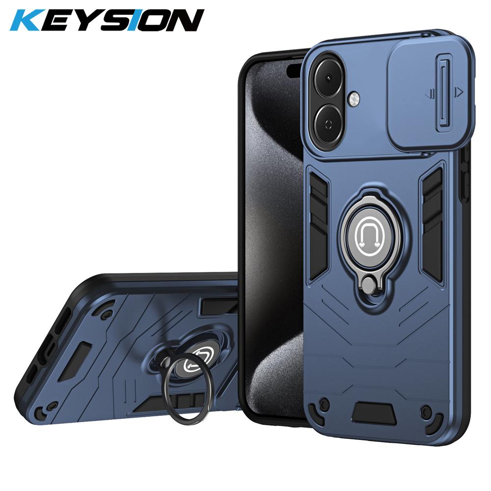 KEYSION Противоударный бронированный чехол для Infinix Smart 10 с защитным кольцом для камеры-слайдера, подставкой, чехол для телефона для TECNO Spark Go 2 Pop 10