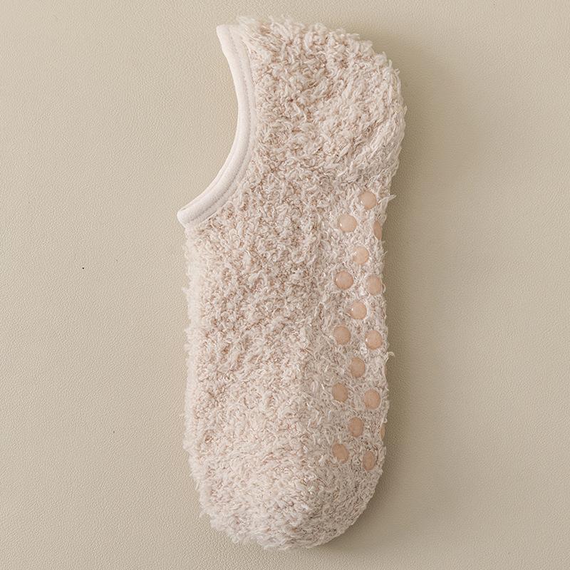 1 пара женских носков для девочек, зимние теплые флисовые носки-тапочки, домашние нескользящие носки-лодочки, короткие однотонные теплые тапочки, носки