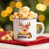 Персонализированная кружка с изображением оленя для братьев и сестер, рождественские эмалированные чашки с индивидуальным именем, кружки с ручкой для шоколадного напитка, сока, подарки для ребенка