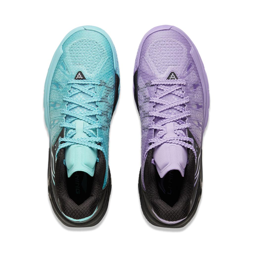 Li Ning Jie Ao 2 Амортизирующие Скользкие Дышащие Низкие Баскетбольные Кроссовки Мужские Сине-Фиолетовые Несочетающиеся ABFV041-3