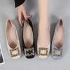 Exquisite Women's Shoes Trendy Fashion Water Diamond Casual Flat Shoes Shallow Mouth Square Head Soft Bottom Women's Work Shoes