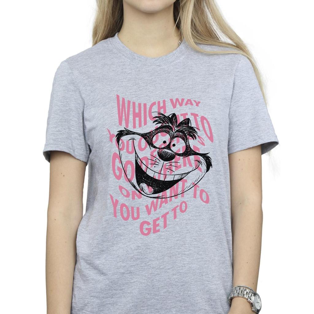 Disney Womens/Ladies Alice In Wonderland Chesire Cat Cotton Boyfriend T-Shirt