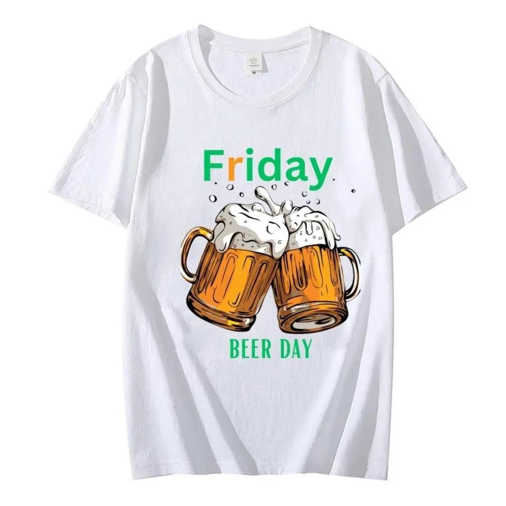Футболка с принтом Friday Beer Day, топы, футболки для мужчин, топы в стиле хип-хоп, рубашки, футболки с коротким рукавом для мужчин, летняя одежда для мужчин, топы