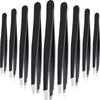 1/10pcs Black Precision Eyebrow Tweezers Stainless Steel Eye Brow Tools Professional Facial Hair Removal Shaping Makeup Tool Kit