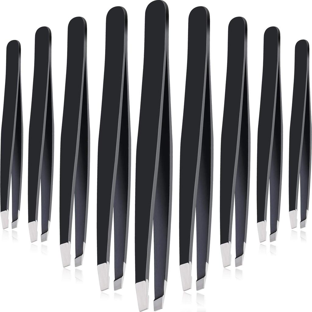 1/10pcs Black Precision Eyebrow Tweezers Stainless Steel Eye Brow Tools Professional Facial Hair Removal Shaping Makeup Tool Kit