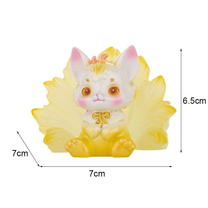 Shanhai Fox Ornament Cartoon Nine-Tailed Fox Resin Crafts Desktop Ornament Decorative Toys