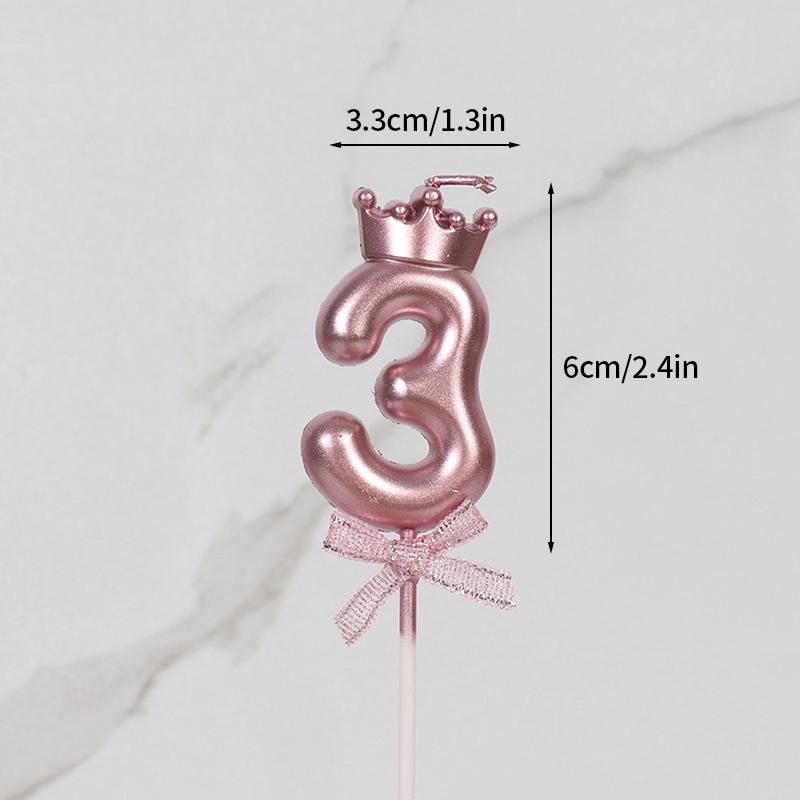 Розовая свеча-корона День рождения 0-9 Номер Украшение для торта Цифровые свечи Десертная вставка Декор Вечеринка Юбилей День Украшение для торта