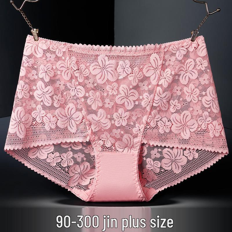 Plus Size High Waist Lace Panties with Cotton Crotch – Sexy, Hip-Lifting Design