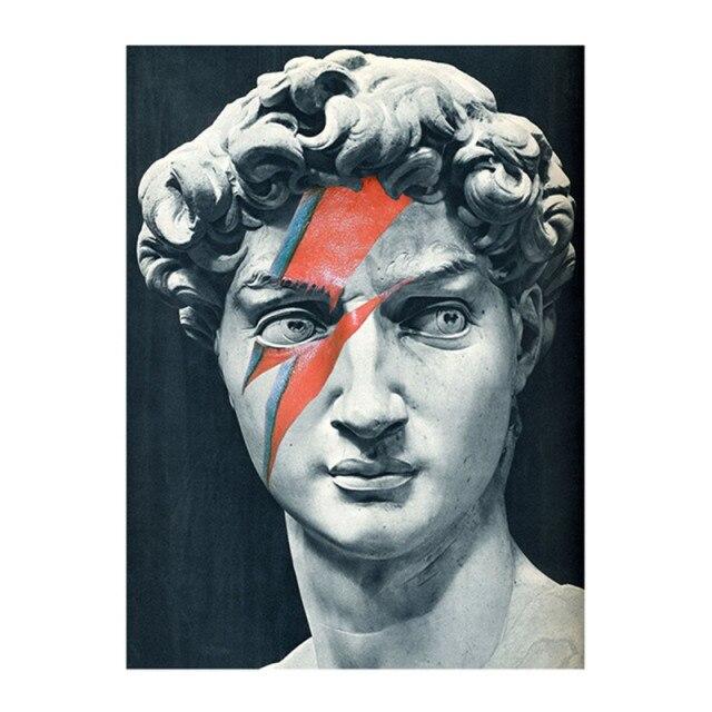 Настенная скульптура головы Давида, холст, картина, Скульптура Давида, граффити, художественный постер и принт для гостиной, домашний декор, фотографии