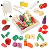 Sanitation Law Rocotto Wooden Pretend Play Set with Magnetic and Velcro Includes and Fruit Storage Large Capacity Play Toy Wooden Educational Cutting