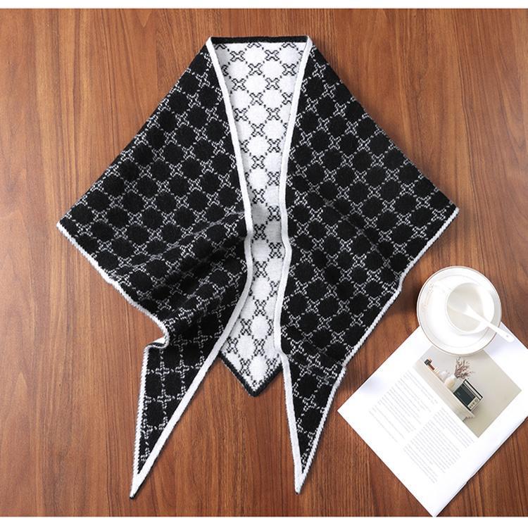 Women's Pure Wool Knitted Scarf Shawl - Warm, Thick & Dual-Use Triangle Design for Autumn and Winter