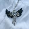 Элегантное готическое ожерелье Y2k с крестом, цепочкой Олинк и уникальным дизайном крыла ангела