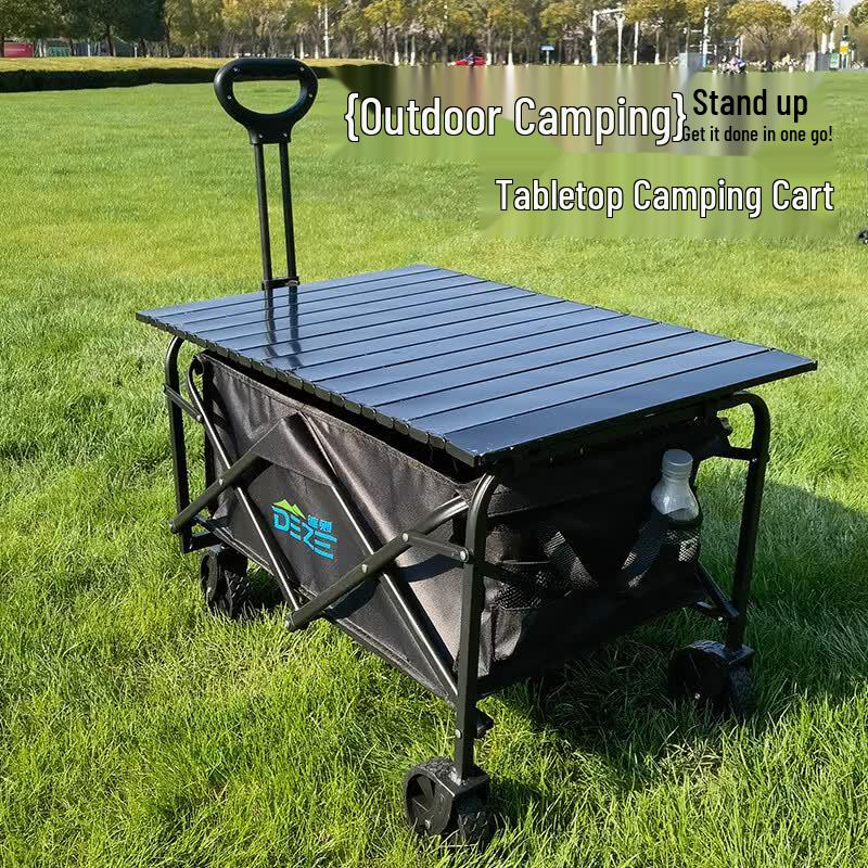 Dezhe Portable Folding Camping Cart with Tabletop
