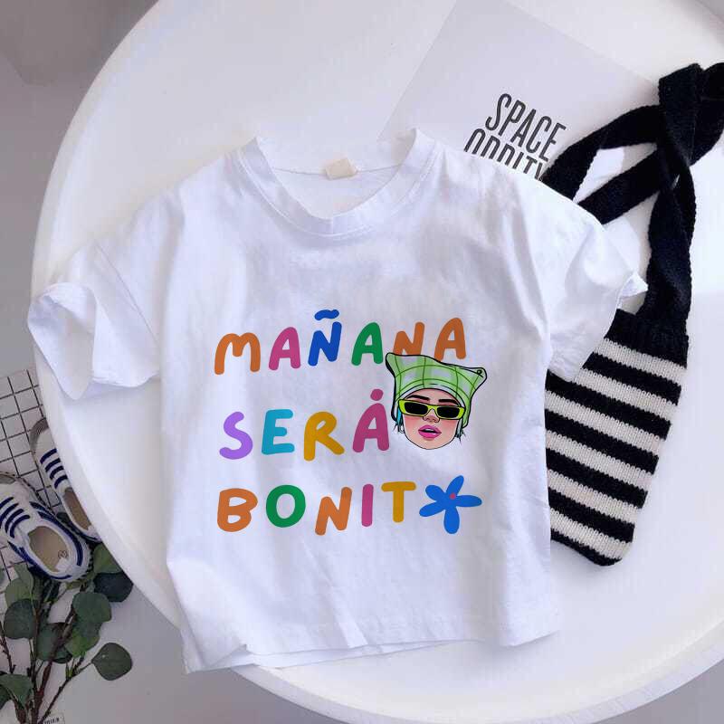 Модная Manana Sera Bonito Кароль Джи Бичота Принт Мультяшные Детские Футболки Милая Одежда для Девочек Футболка для Малышей Летние Детские Топы