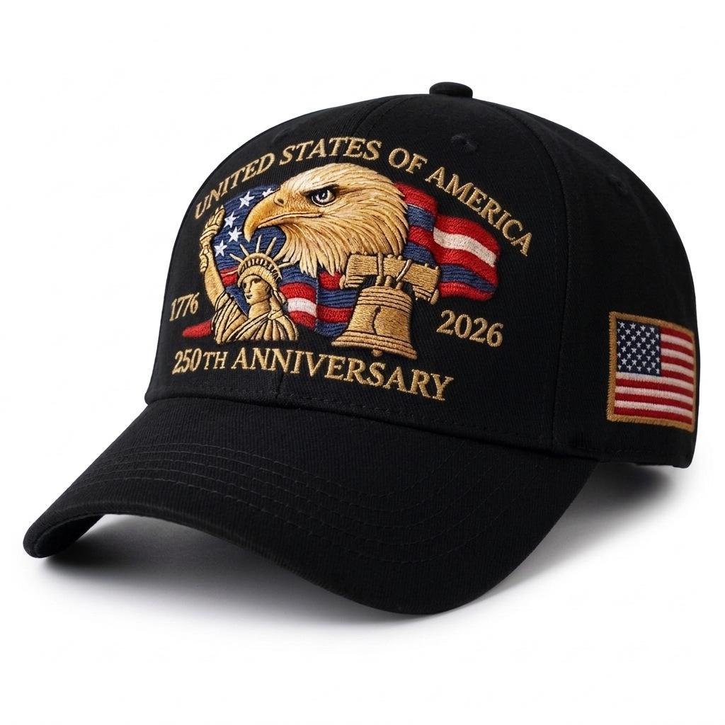 Limited Edition 250th Anniversary USA Eagle & Statue of Liberty Embroidered Baseball Cap, Unisex Adjustable