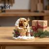 Holiday Desktop Decorations Fairy Tale Little Boy and Fox Wooden Figurine, Rustic Statue, Artistic Carved Solid Wood Carving Decor Sculpture Ornament