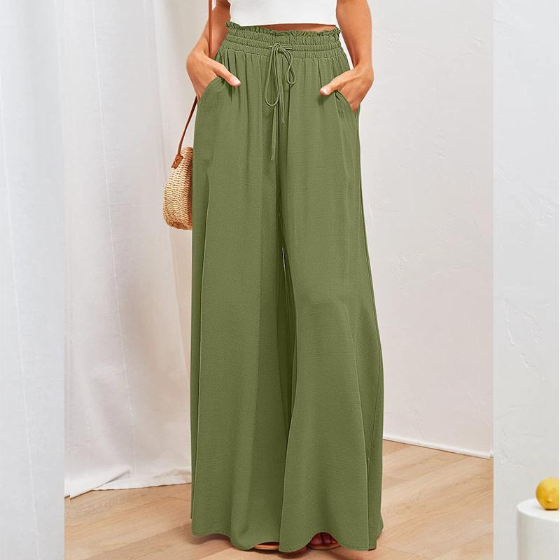 Summer Women Trousers, Casual Wide Leg Trousers, Loose Casual Fashion Trousers Women