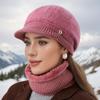 Женская теплая вязаная зимняя шапка Теплая шапка с подкладкой из флиса и защитой ушей с козырьком от солнца