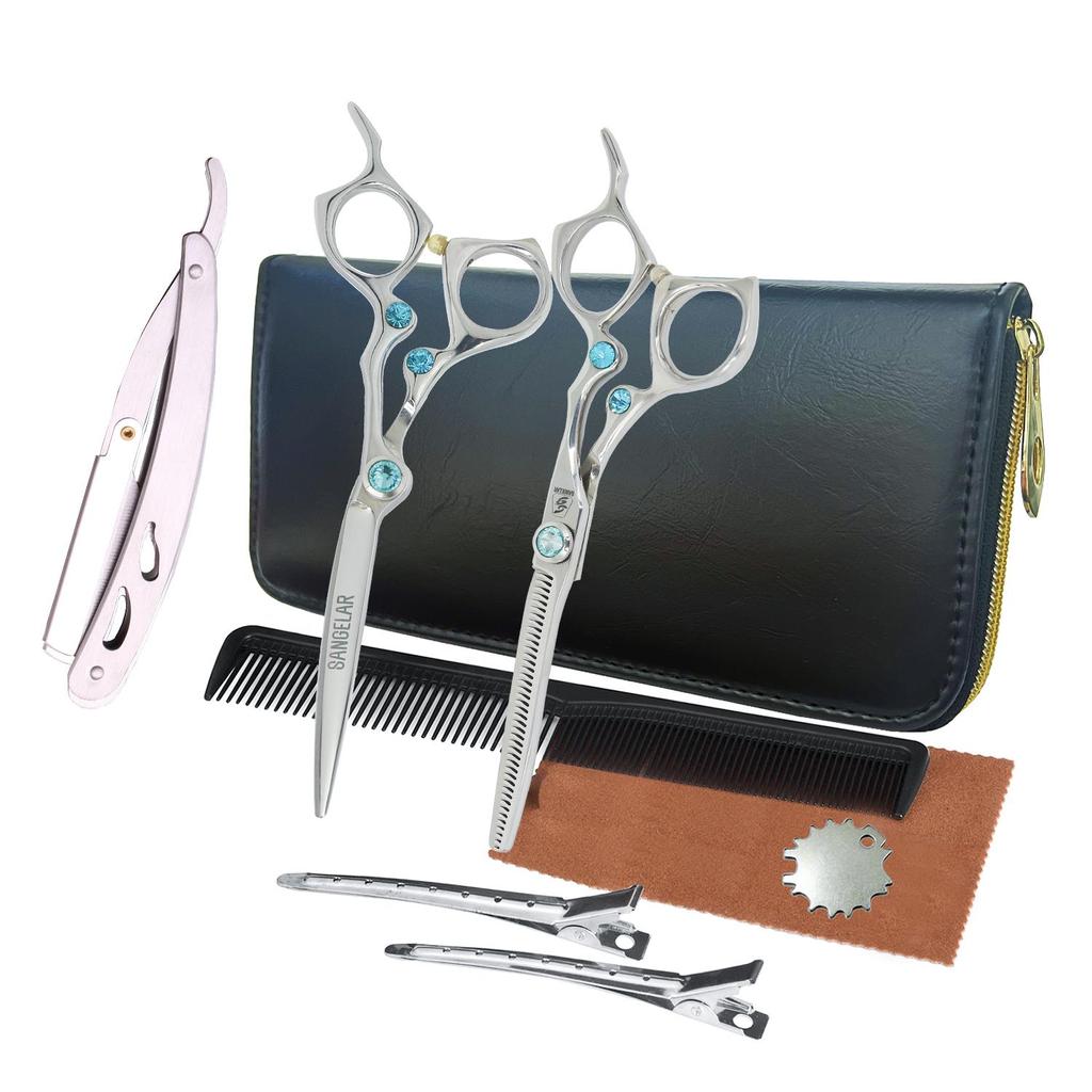 SANGELAR 6-дюймовый серебряный Jp440C набор ножниц для волос профессиональный парикмахерский набор инструменты для личной гигиены мужской женский парикмахер парикмахерские инструменты