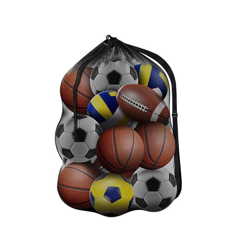 Large Mesh Bag for Storing Basketball Football Volleyball Adjustable Drawstring Shoulder Bag Ball Sports Training Equipment