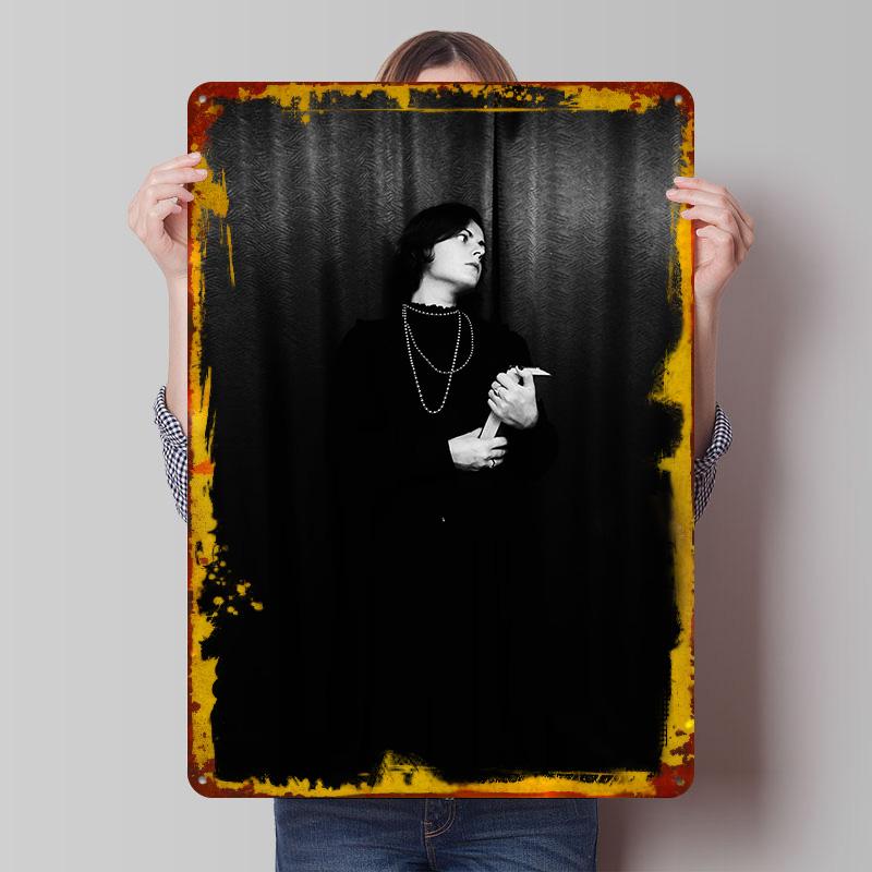 Woman in Black Dress Tinplate Poster Customized Wall Art Vintage Retro Metal Signs for Office Decoration Room Luxury Home Decor