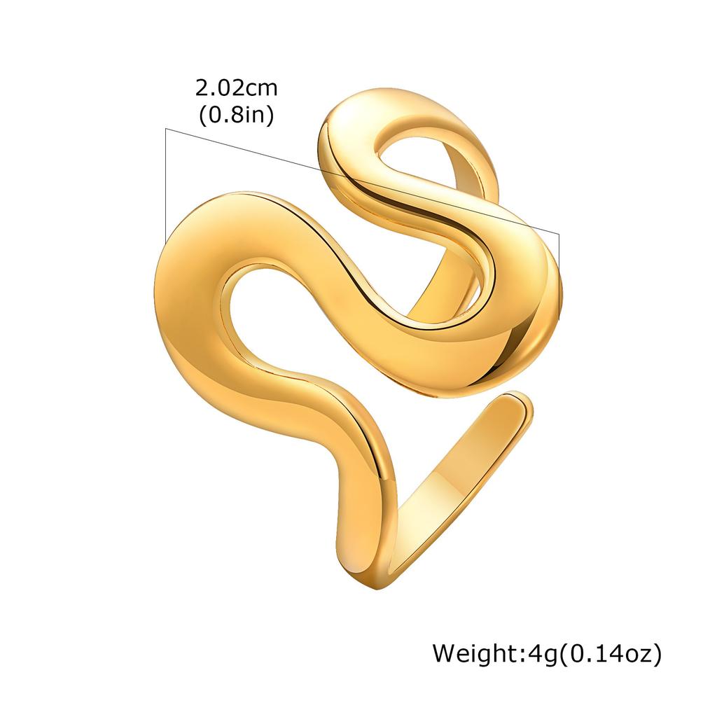 Vnox Stainless Steel Rings For Women Girls,Irregular Line Sense Smooth Open Rings,Simple Atmospheric Finger Jewelry Daily