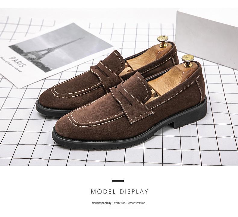 Мужские замшевые матовые лоферы - Осенние, деловой кэжуал, без шнурков, для вождения