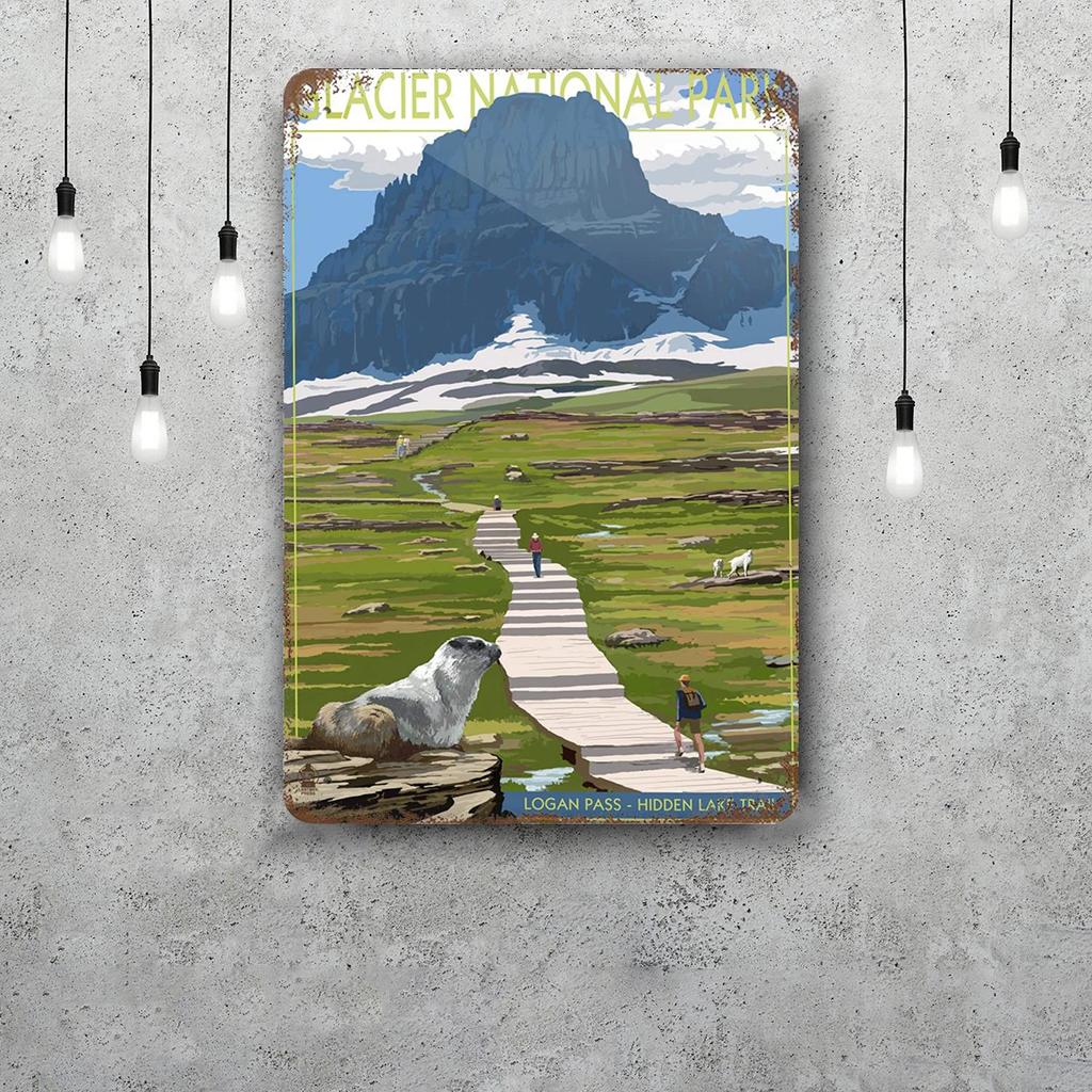 glacier national park Funny Bar Metal Sign Retro Plaque Vintage Sign Alcohol Drinker Pub Club Kitchen Wall Decoration