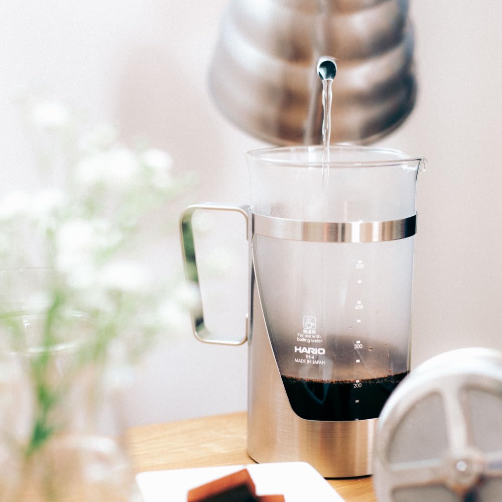 Hario 7 Press Coffee Термостойкое стекло Нержавеющая сталь Практичная емкость 600 мл Hairline Silver THSV-4-HSV