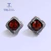 Classic Designs 100% Natural Red Garnet Clasp Earring 925 Sterling Silver Fine Jewelry for Women Natual Gemstone Fine Jewelry