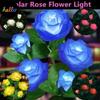 Солнечные наружные садовые фонари с 3 большими цветами роз, декоративное ландшафтное освещение для дорожек, сада, патио, двора, лужайки, дорожки