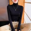 Women's Black Modal Long Sleeve Slim Fit Turtleneck Base Layer Top for Spring, Autumn, Winter 2024.
