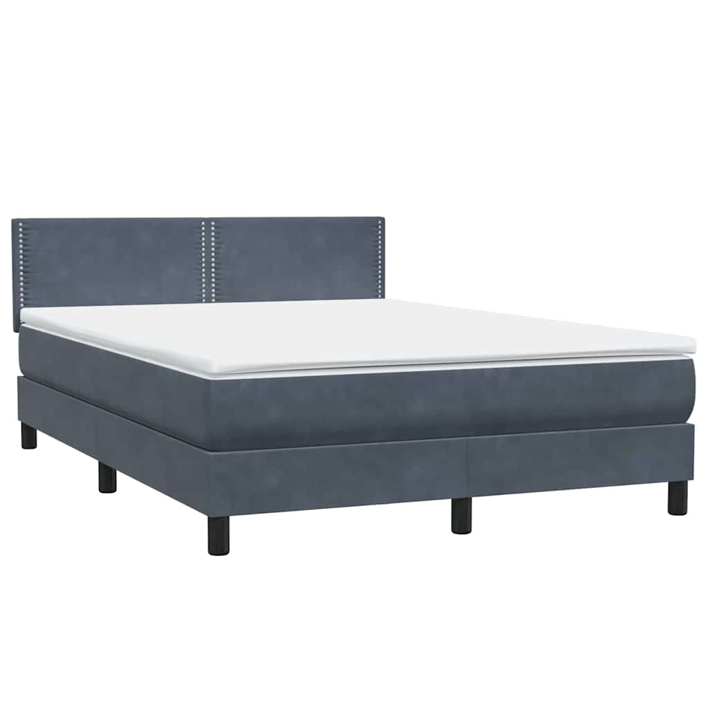 Box Spring Bed with Mattress Dark Gray 160 x 210 cm Velvet