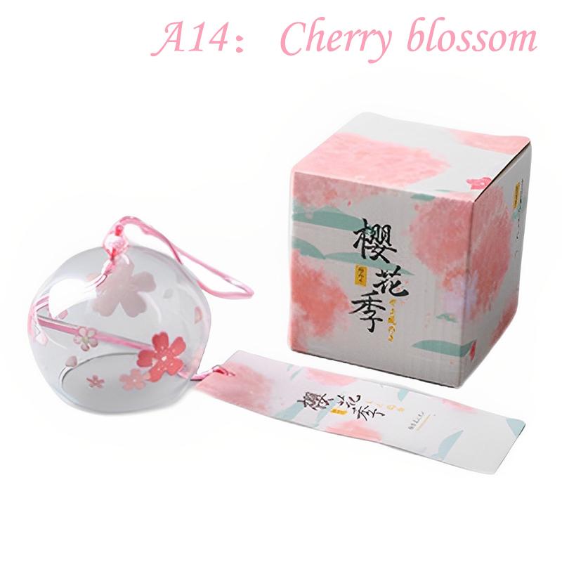 Japanese Wind Bell Sakura Pattern Wind Chimes Handmade Glass Furin Home Decor