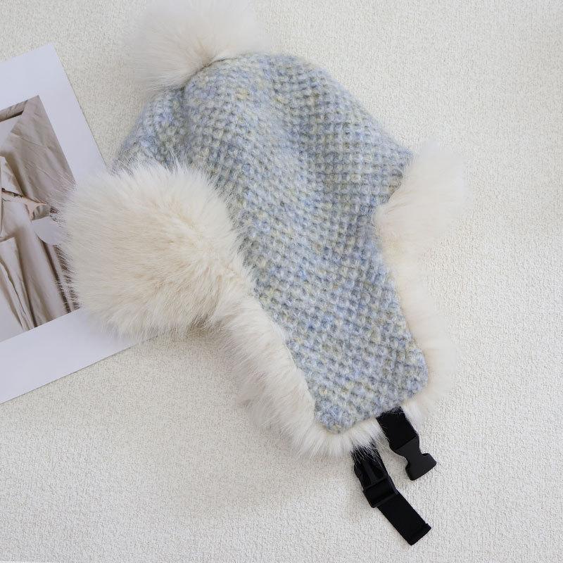 Модная флисовая утолщенная шапка женская зимняя ветрозащитная с защитой ушей шапка-ушанка для велоспорта, катания на лыжах, вязаная шерстяная шапка