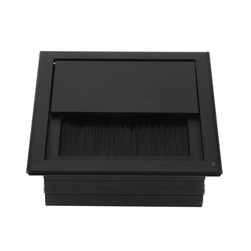 2 шт., прямоугольная крышка для кабеля из алюминиевого сплава для стола с щеткой