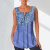 Women's Fashion V Neck Shirts Casual Tops T-shirt Ladies 3D Rendering Flowers Print Vest Plus Size Sleeveless Blouse Tank Tops