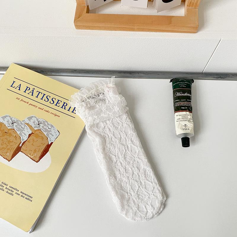 Сетчатые кружевные носки женские летние ажурные тонкие дышащие свободные длинные носки JK Lolita Sweet Girls Kawaii милые носки с оборками