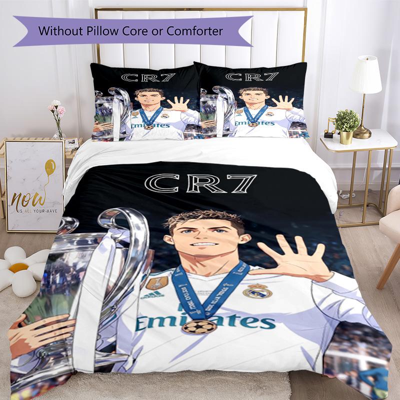 Ronaldo's Celebration Moment Bedding Set, Breathable Duvet Cover with Pillowcases, Soft Bed Linen for Bedroom Home Decoration, Perfect Festival Birthd
