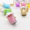 Bag Charm Cat Pearl Milk Tea Cup Keychain Key Chain Soft Drink Keyring Floating Drink Keyring