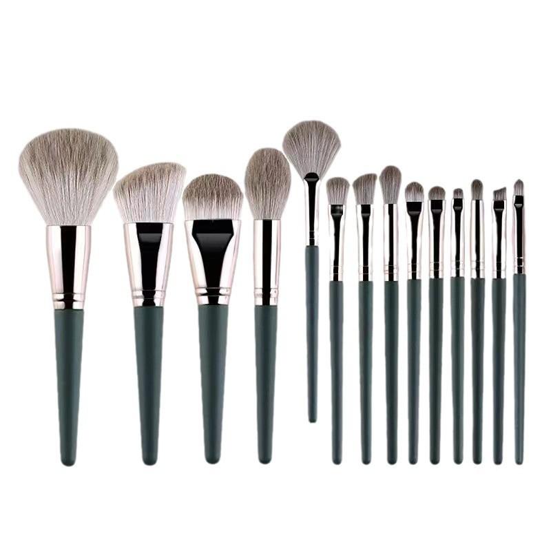 14-piece Green Cloud Makeup Brush Set Soft Bristle Beauty Tools for Beginners Powder Brush Blush Brush