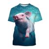 Guitar-Playing Pig 3D Printed Men's T Shirts Funny Summer Animals O-Neck Short Sleeve Casual Comforts Tees Shirt Kid Tops Women