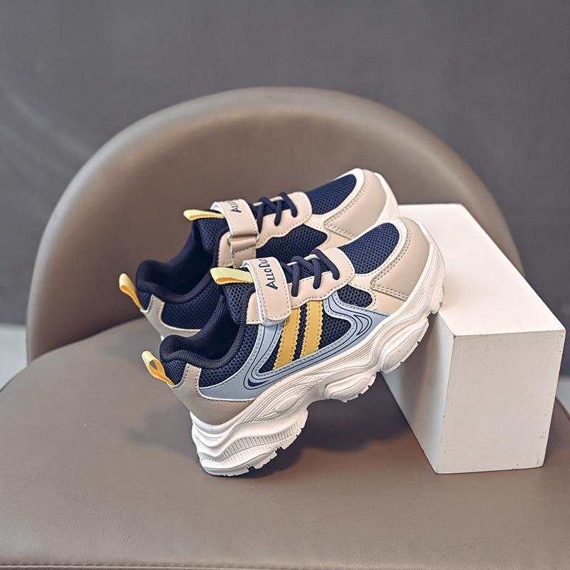 Кроссовки для мальчиков с двойной сеткой, дышащие, износостойкие, папины туфли, нескользящая мягкая подошва для девочек, детские кроссовки на все времена года