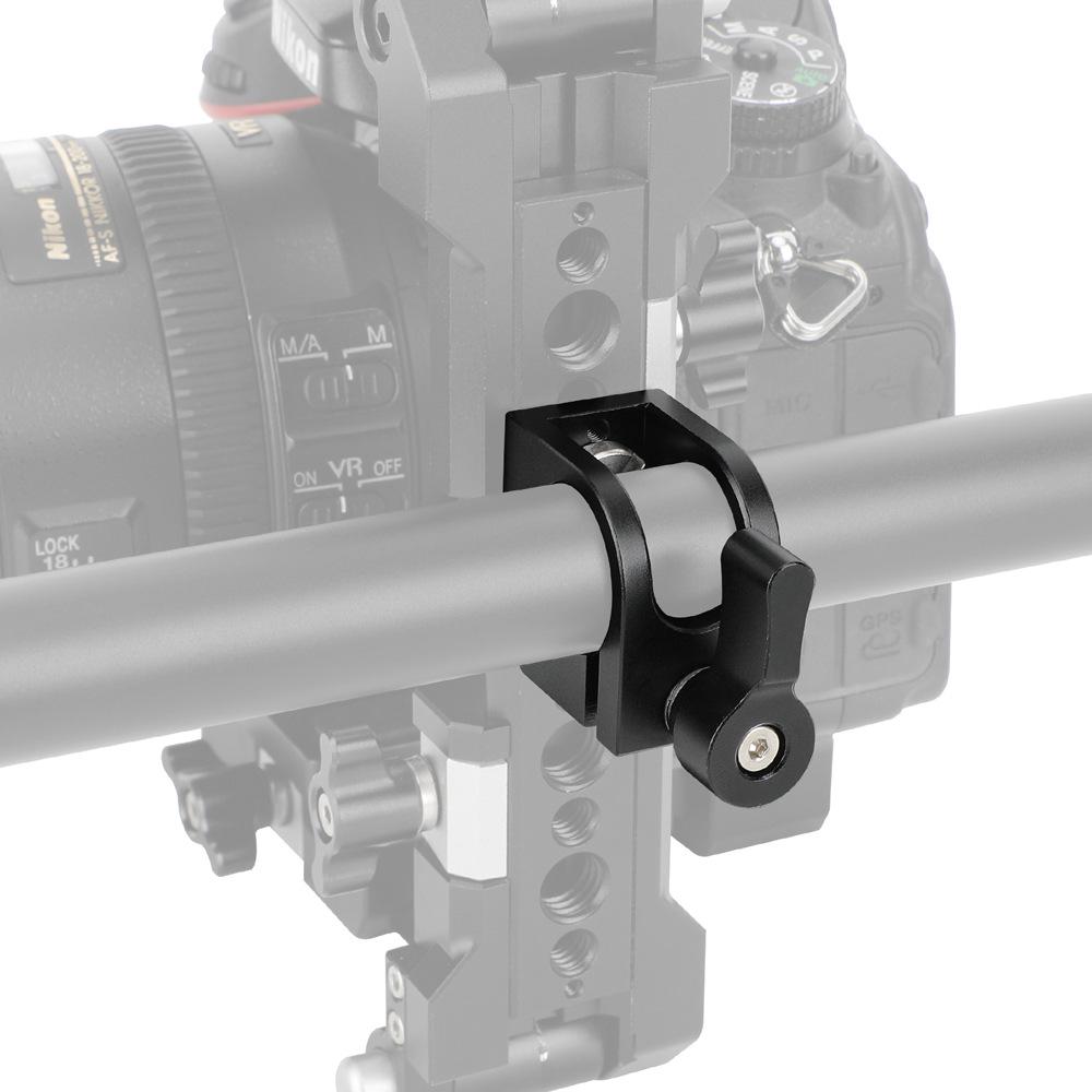 HDRIG 19MM Rod Clamp with Single Hole and 3/8 Arri Locating Mount, Universal Clamp for 19MM Round Rod.