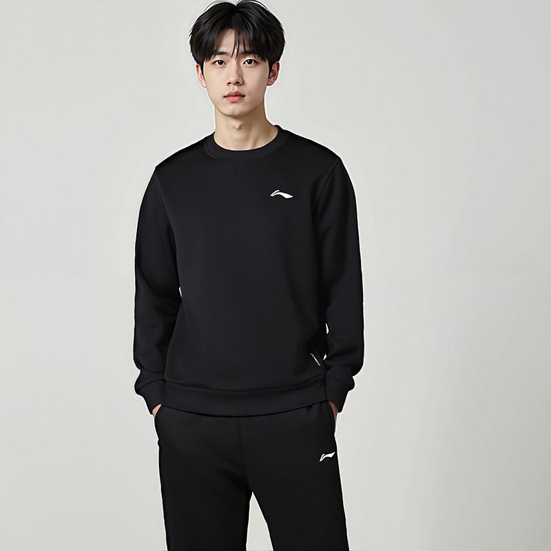 Li-Ning Повседневная мода Логотип Свободный свитшот с круглым вырезом Мужские топы AWDTE55-2