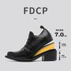 Niche pleated pointed leather shoes men's platform derby shoes