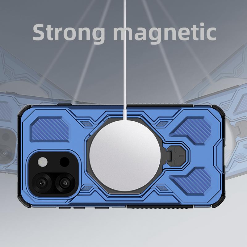 KEYSION Противоударный магнитный чехол для OnePlus 13S 5G Силикон+ПК Вертикальная живая металлическая кольцевая подставка Задняя крышка для телефона для OnePlus 1+13T