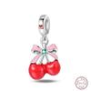 Медный кулон с бусинами Красный блестящий циркон Фрукт Клубника Вишня Для оригинального браслета 3 мм Женские изящные украшения